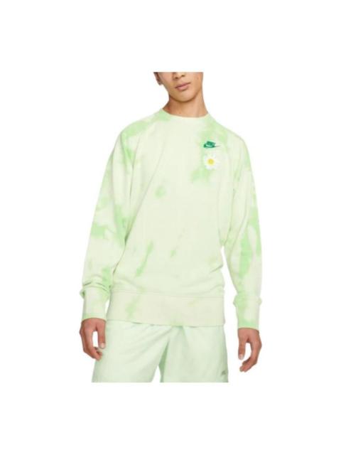 Nike Nike Tie Dye Flowers Pattern Round Neck Pullover Long Sleeves Hoodie Men's Green DM5010-332