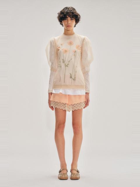 Sheer Draped Sleeve Top