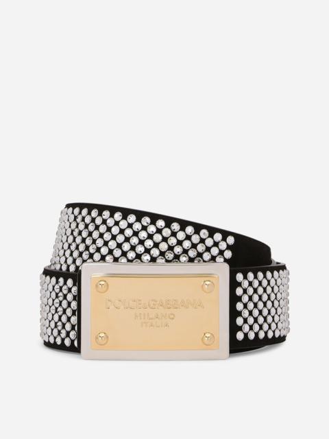 Dolce & Gabbana Fusible-rhinestone belt with branded tag