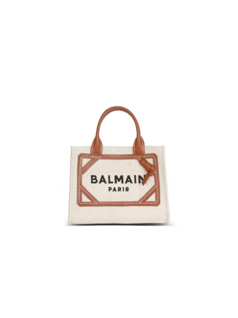 Balmain B-Army mini canvas shopping bag with leather inserts