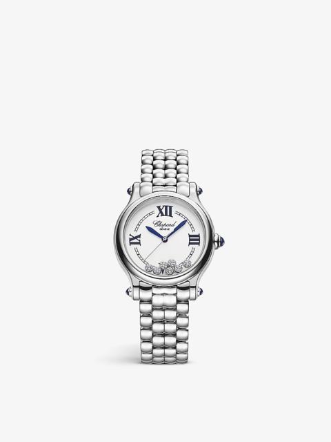 278610-3001 Happy Sport stainless-steel and 0.35ct diamond self-winding mechanical watch