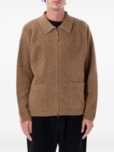 Universal Works eco wool ribbed-knit zip-up sweater