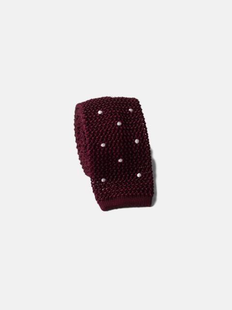 J. PRESS MADE-IN-ITALY BURGUNDY & WHITE DOT SILK KNIT TIE