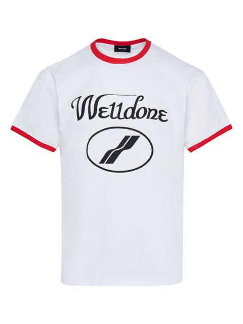 We11done Red Cursive Logo Fitted Ringer Tee