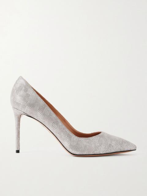 AQUAZZURA Purist 85 metallic leather pumps Silver