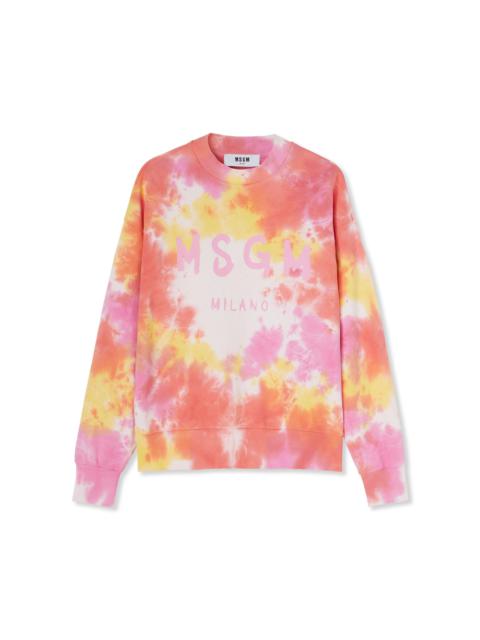 MSGM Tie-dye crewneck sweatshirt with brushstroke logo