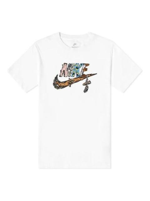 Nike Nike Sportswear Graffiti Logo Sports Round Neck Short Sleeve Beige DM2215-133