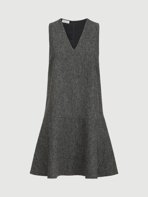 Brunello Cucinelli Virgin wool donegal mini dress with monili