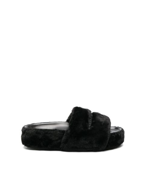 faux-fur moulded-footbed slippers