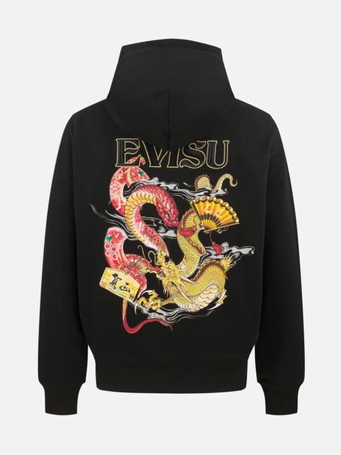 EVISU Soaring Snake and Dragon Print Relax Fit Hoodie