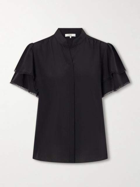 FRAME Arcadia Lace-trimmed Silk Blouse