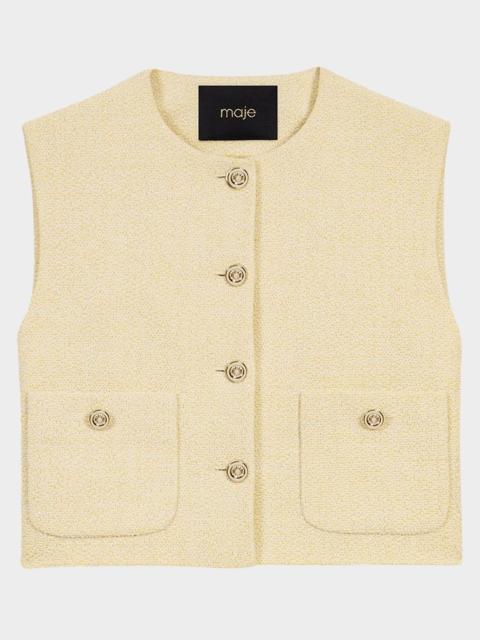 maje Visoleil Sleeveless Cropped Blazer