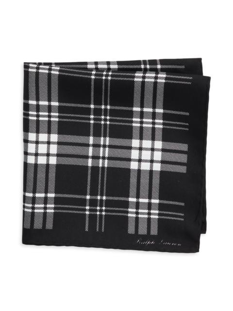 Ralph Lauren Men's Plaid Silk Pocket Square - Black White