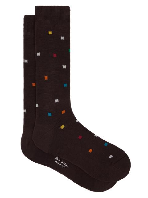 Paul Smith Men's 2-Pack Noah Signature Square Pattern Socks - Grey Brown