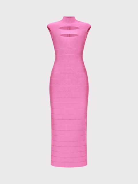 HERVE LEGER CAP SLEEVE CUT-OUT GOWN