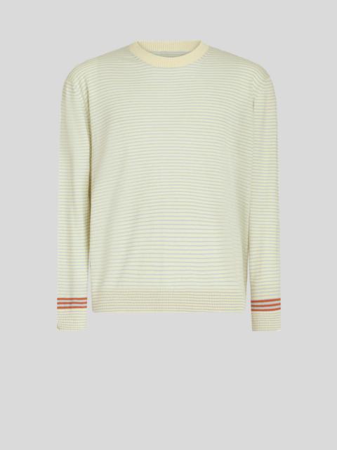 STRIPED COTTON AND CASHMERE SWEATER