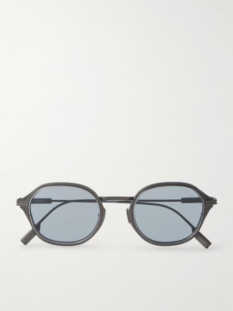 ZEGNA Round-Frame Titanium Sunglasses
