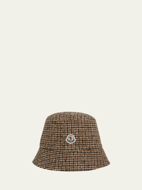Moncler Plaid Logo Patch Bucket Hat