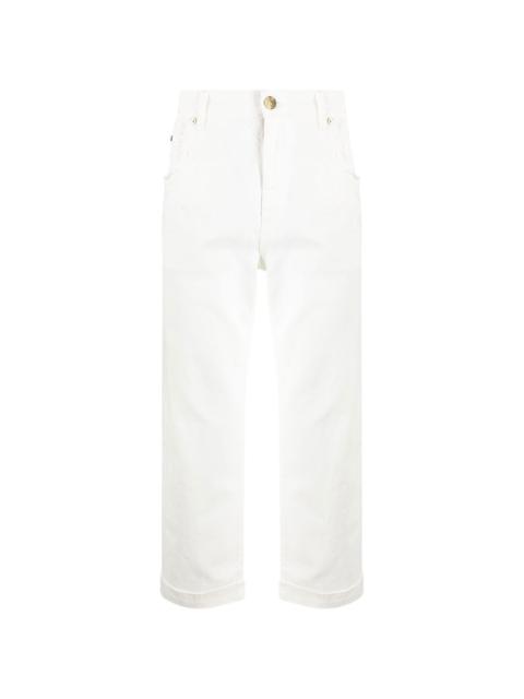 tonal-embroidered cotton trousers