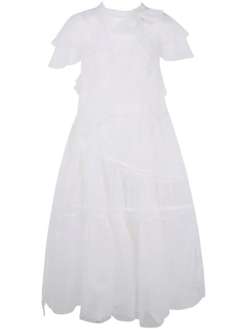 Simone Rocha "Sheer Bow Sash Split Hoop" Flounce Dress