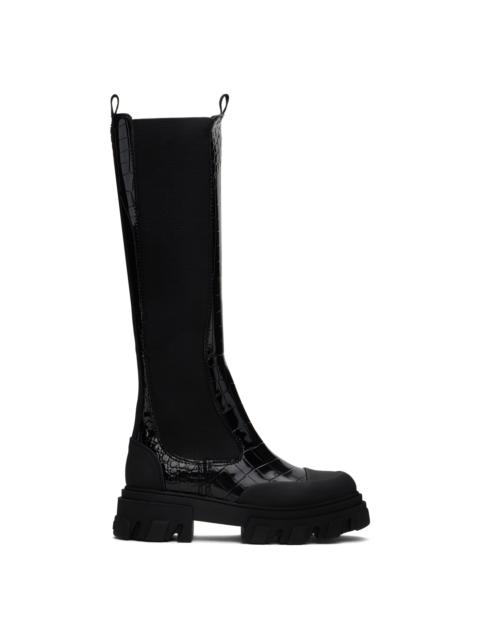 GANNI Black Cleated High Chelsea Tall Boots