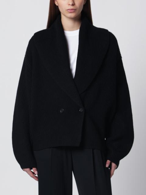 TOTEME Black wool cardigan with shawl collar