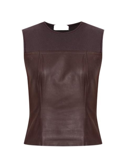 SAMSØE SAMSØE Sapia ribbed-detail lambskin top