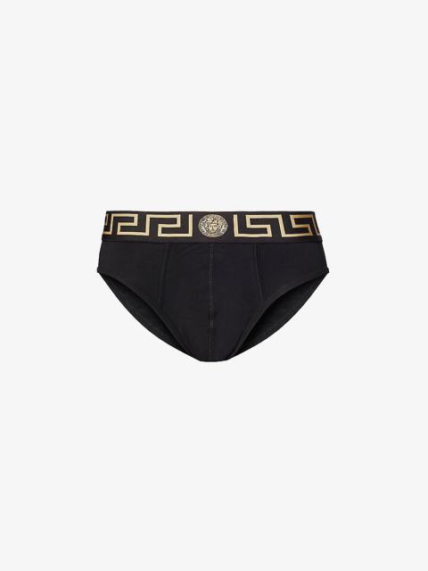 VERSACE Logo-waistband pack of two stretch-cotton briefs