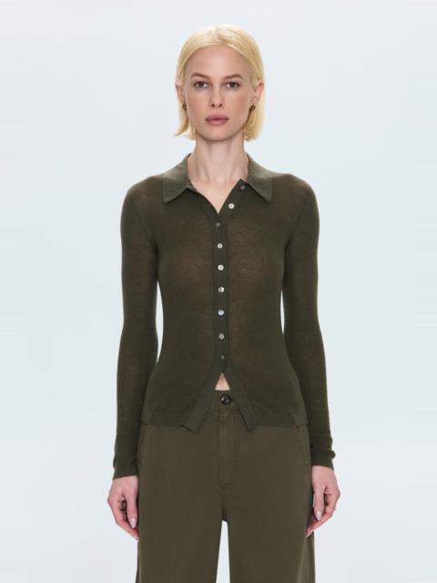 PISTOLA KOREY FITTED RIB CARDIGAN - SEQUOIA