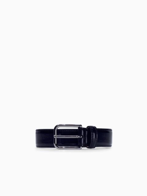 GIORGIO ARMANI TONGUE BELT IN BRUSHED SPLIT LEATHER WITH TRANSFER COATING