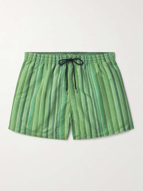 Straight-Leg Mid-Length Striped Recycled Swim Shorts