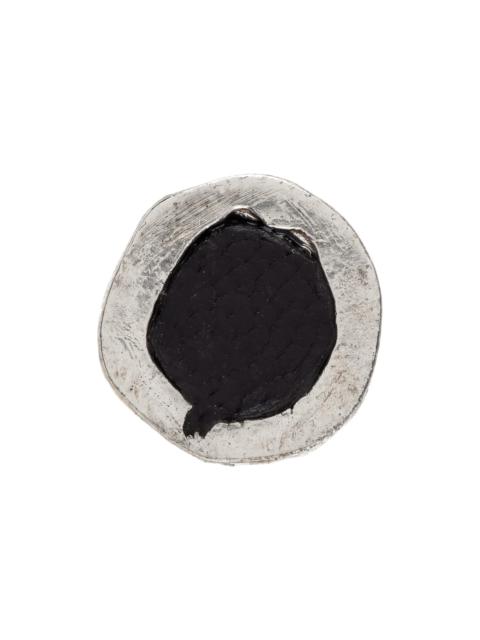 Guidi Silver & Black Nano Circle Single Earring