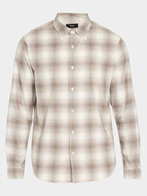 Theory Irving Shadow Plaid Cotton Shirt