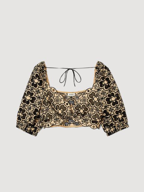 Sandro BRODERIE ANGLAISE CROP TOP