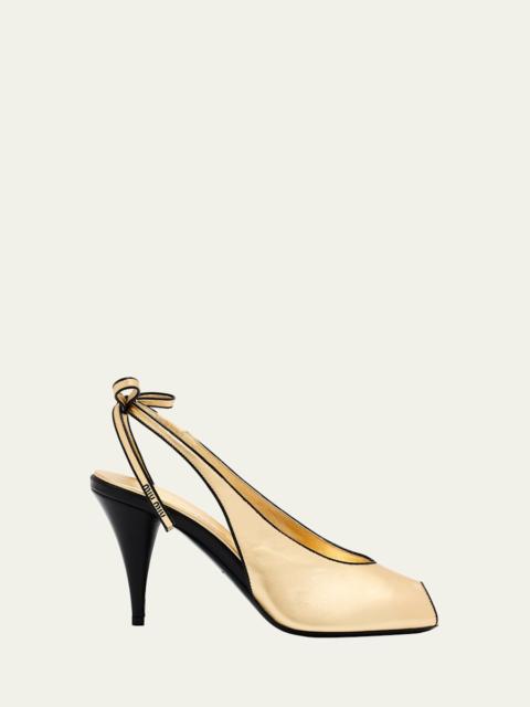 Metallic Peep-Toe Slingback Pumps
