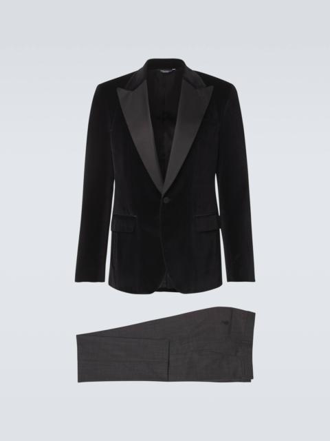 Cotton and silk-blend velvet tuxedo jacket