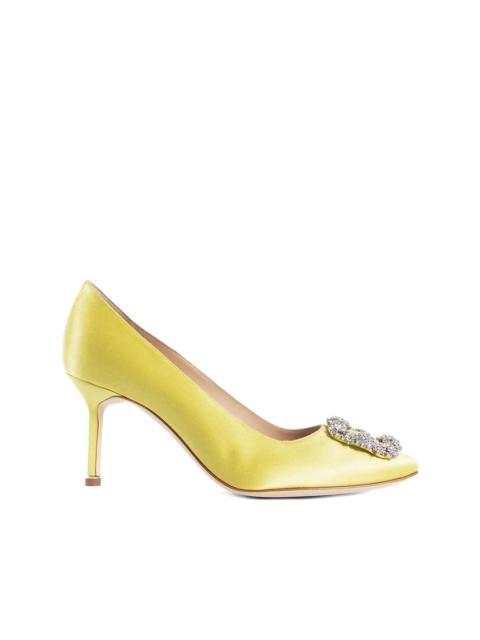 Manolo Blahnik 70mm Hangisi crystal-buckle satin pumps