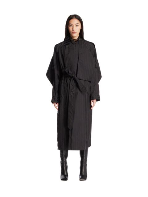 SETCHU Black Striped Cape Trench