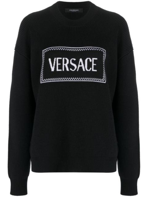 VERSACE logo-intarsia ribbed jumper