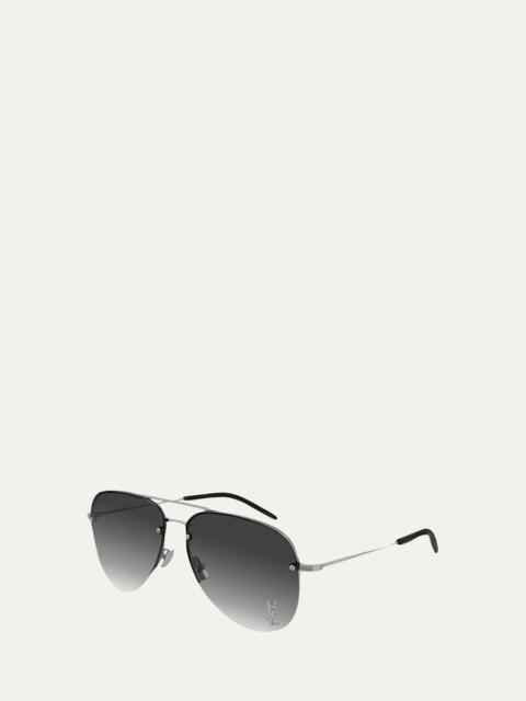 SAINT LAURENT YSL Semi-Rimless Metal Aviator Sunglasses