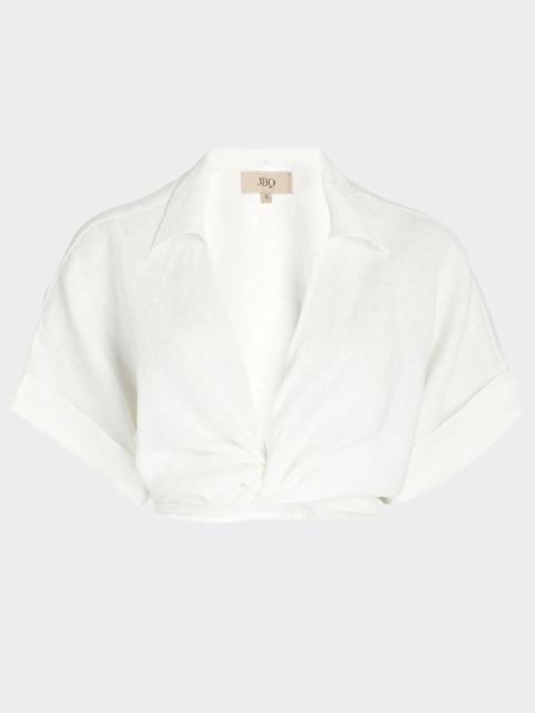 JBQ Chiara Linen-Blend Wrap Top