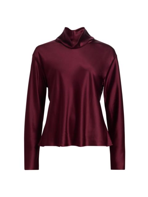 LESET Women's Barb Satin Cowlneck Top - Bordeaux