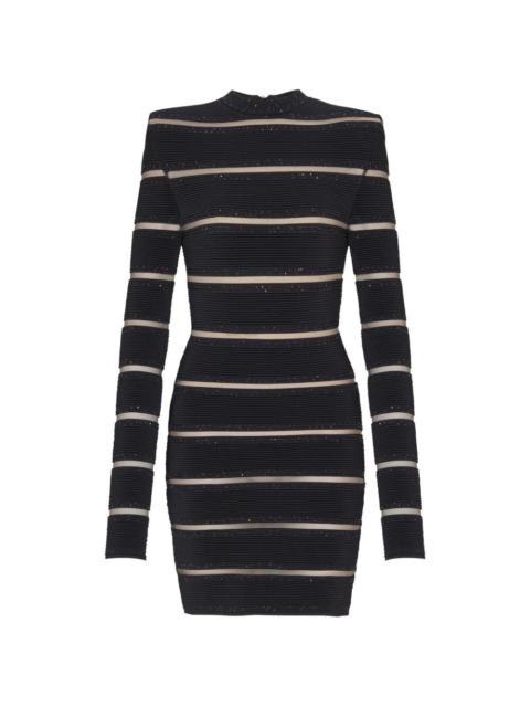 Balmain glitter striped bodycon dress