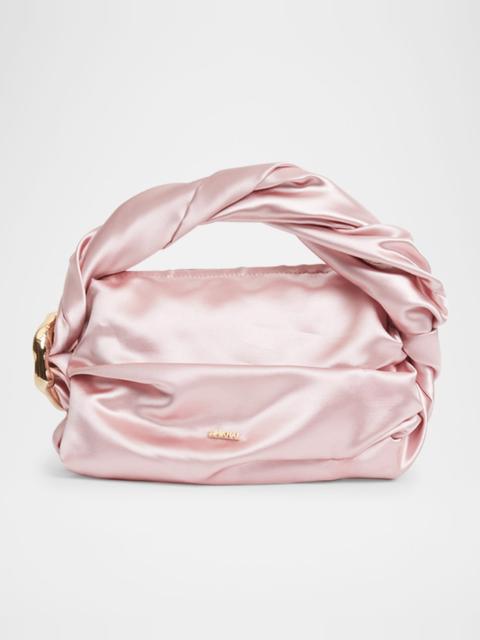 SIMKHAI Belle Ruched Satin Top-Handle Bag