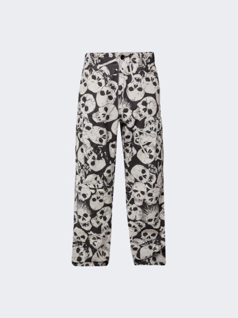 ERL Unisex Skull Printed Woven Pants Black