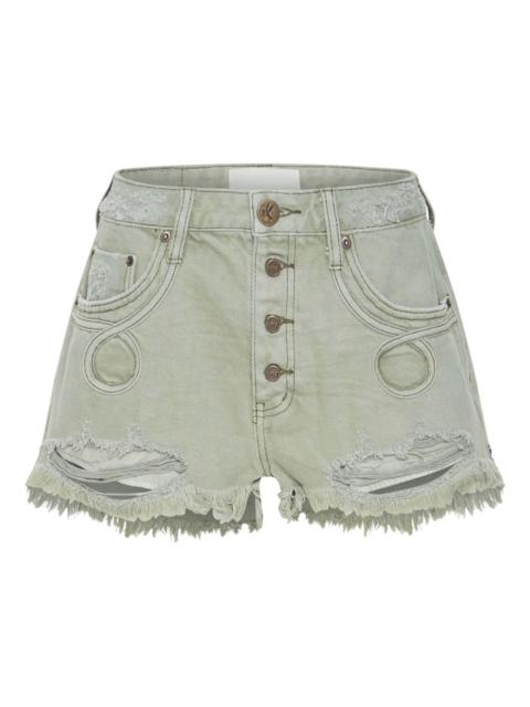 ONE TEASPOON Le Wolves Le Loop buttoned frayed shorts