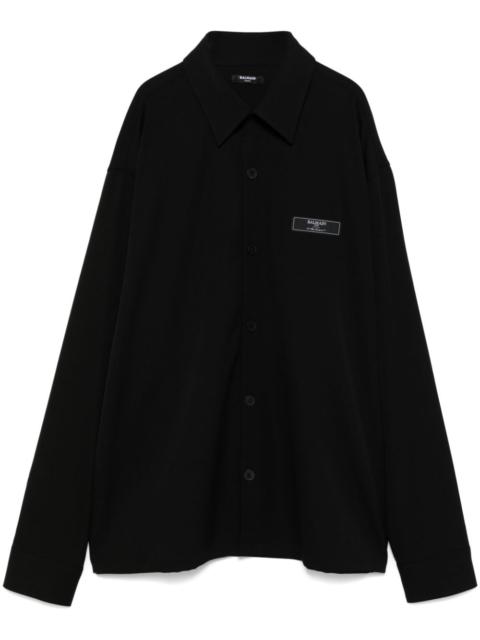 Balmain logo-patch shirt
