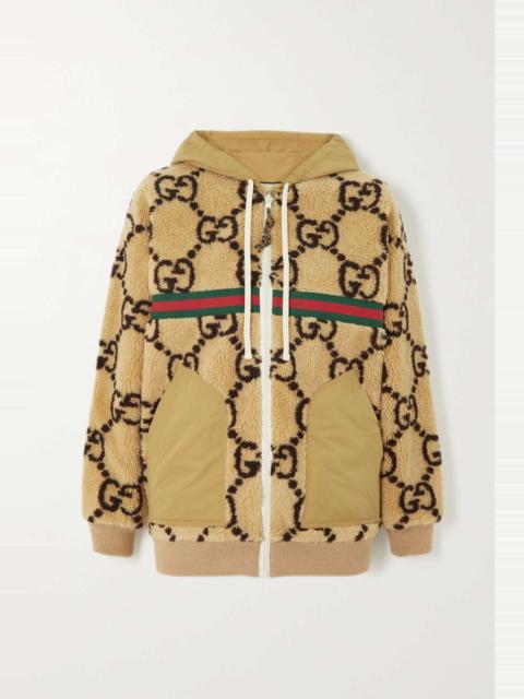 GUCCI Printed wool-blend fleece and jersey hoodie
