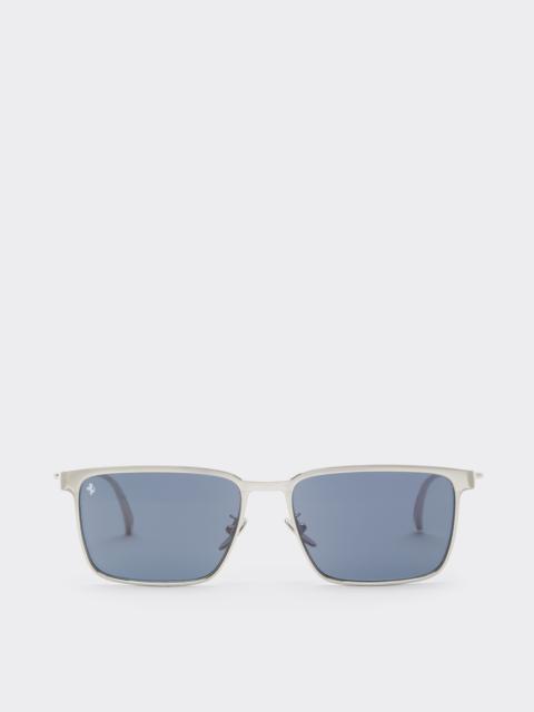 Ferrari Ferrari sunglasses in  matte silver metal  with blue crystal lenses