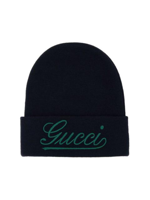 GUCCI Logo-Jacquard Wool Beanie - 7165854GAD0 | REVERSIBLE